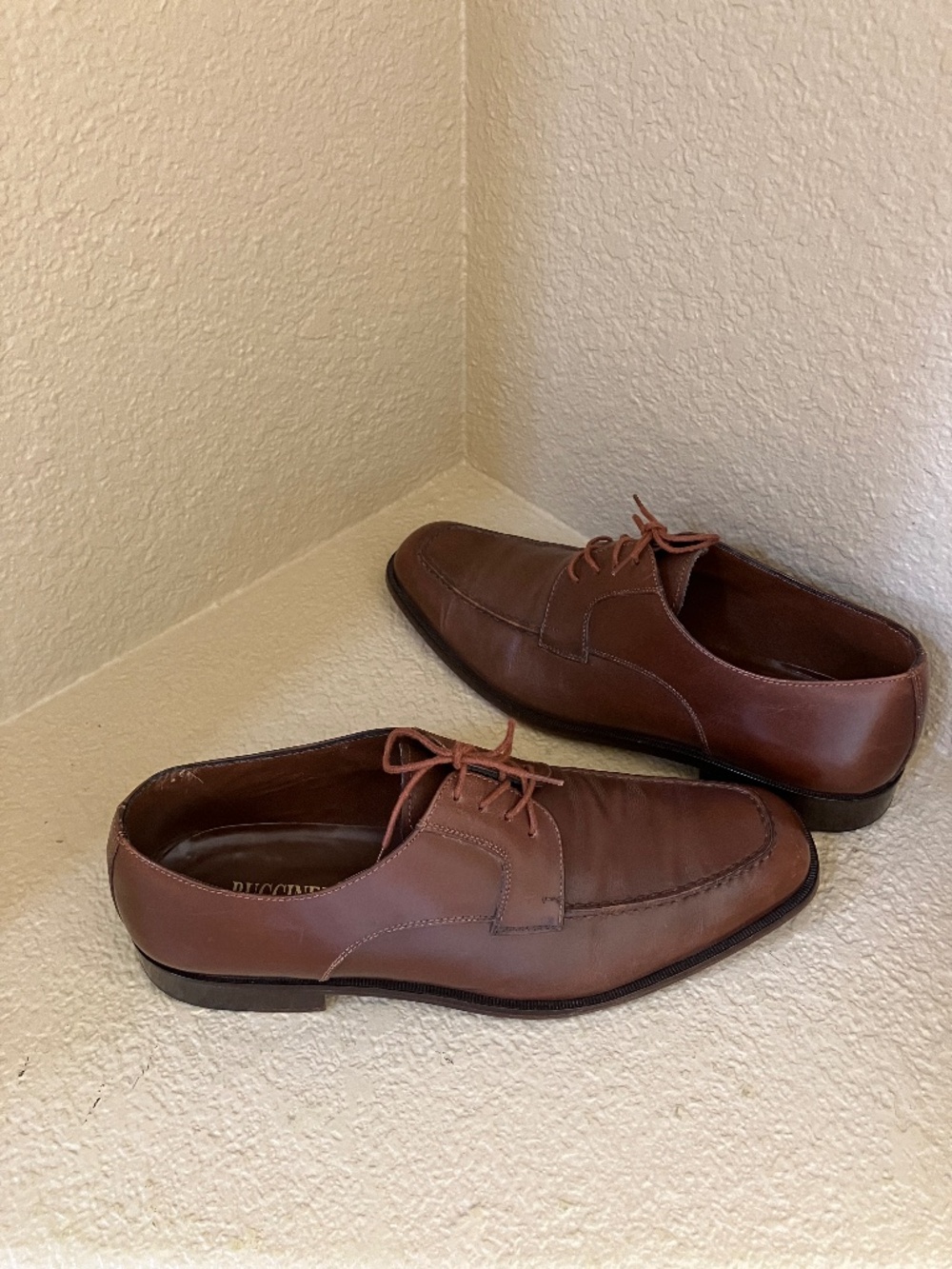 Buccinelli Leather Shoes Size 10 Brown Lace Up Made in Italy EU Size 44